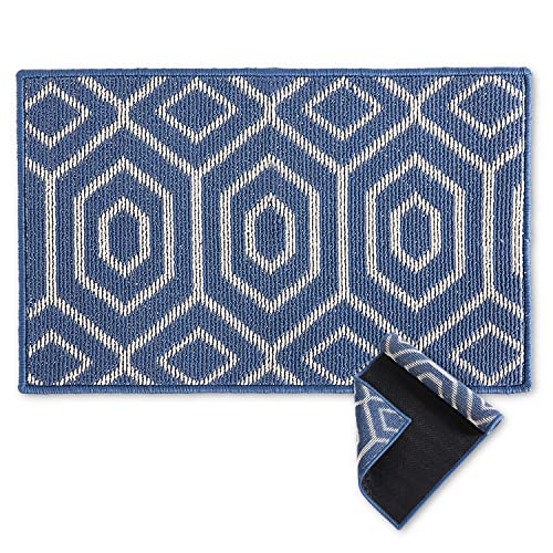 SUCHDECO geometrique Paillasson Intérieur Paillasson antidérapant Tapis de Porte d'entrée Absorbant et Résistant Tapis de Sol Moderne Bleu foncé 50x80 cm pour Intérieur Extérieur Couloir Chambre Cover