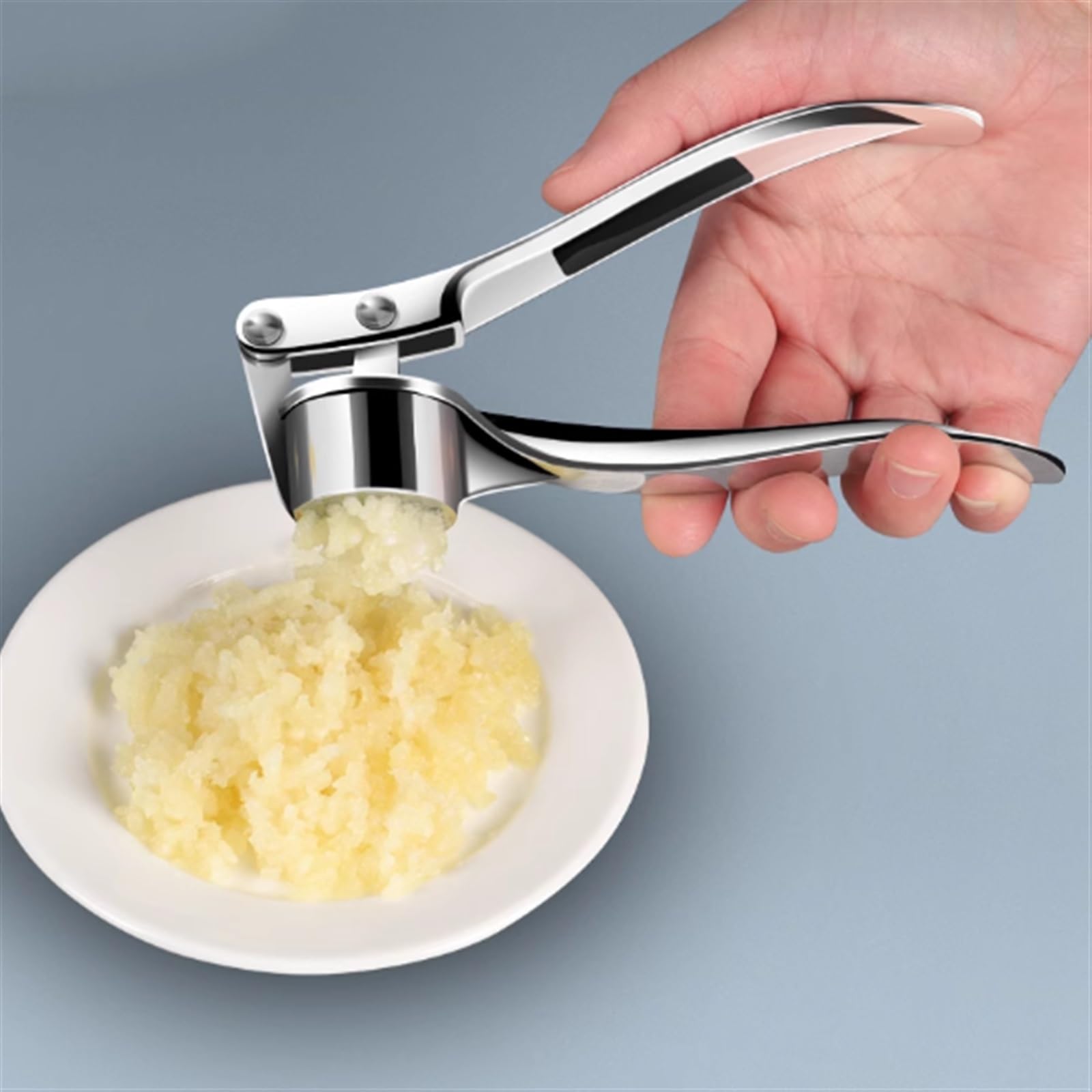 Knoblauchpresse und Zerkleinerer, rostfreie Küchenpresse mit ergonomischem Griff für einfache Reinigung, ideal für Knoblauch- und Ingwerstampfer, unverzichtbares Küchenwerkzeug