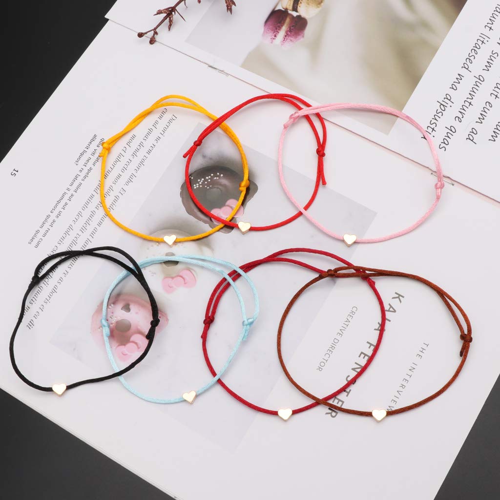 Yangfr Braided Bracelet, Lucky Kabbalah Heart Charm Weave Red String Love Bracelet Friendship Jewelry