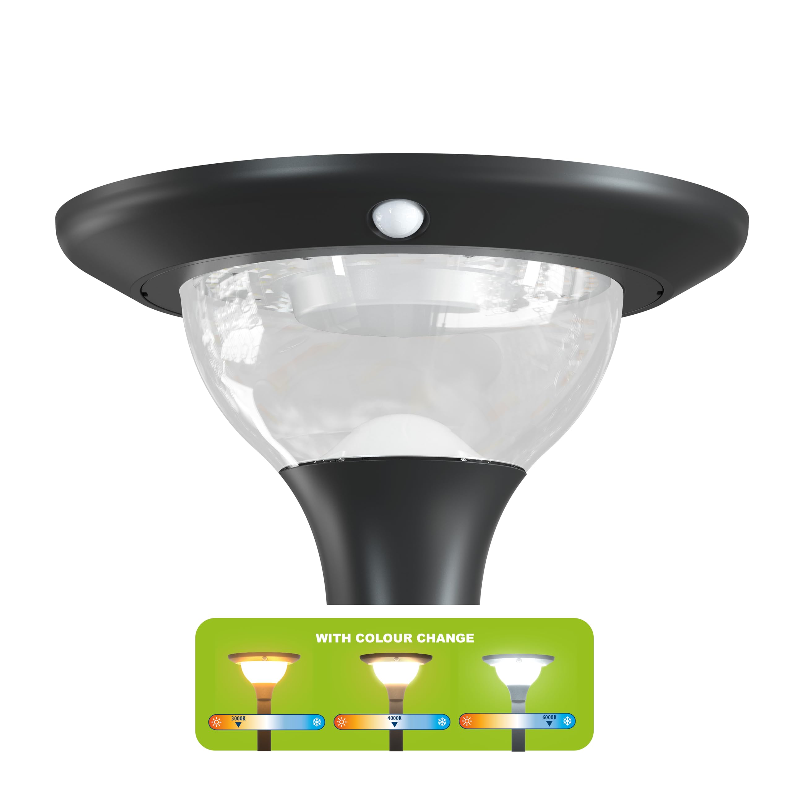 Solarna lampa uliczna 15 W, zewnętrzna lampa solarna 2000 lm. Temperatura barwowa (CCT): 3 barwy światła do wyboru (ciepła, naturalna, zimna). Idealna do parkingów, ogrodów, dziedzińców, firm itp.