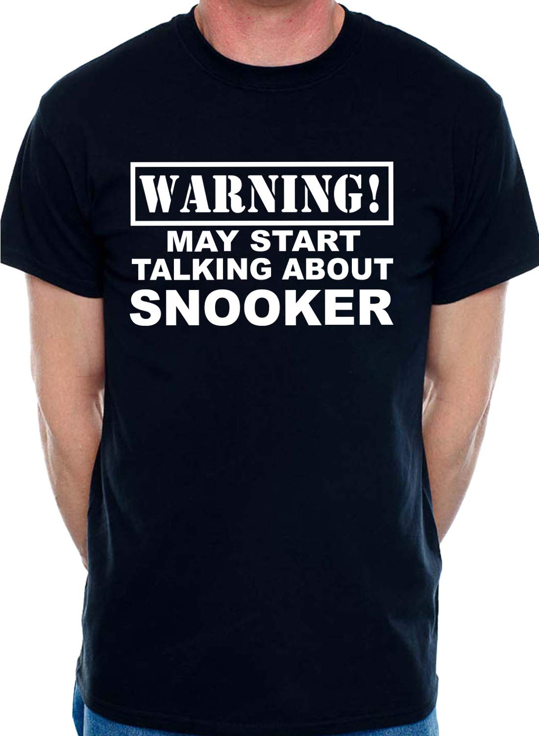 Print4U Mens T-Shirt Warning May Talk About Snooker Medium Black