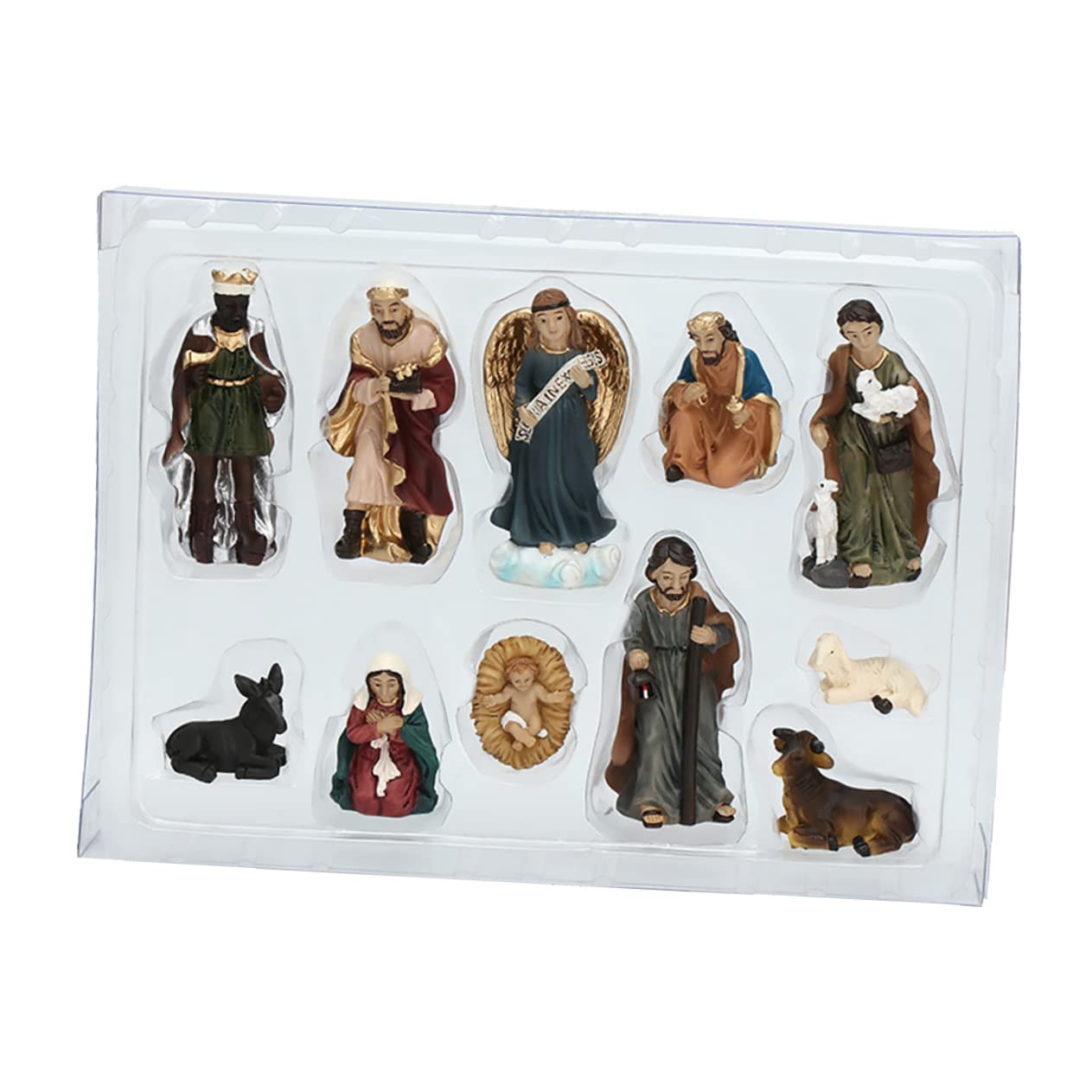 1set Nativity Figurine Handmade Jesus Birth Sculpture Decorative Artware for Home Office Religious Statues Holiday Present