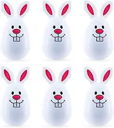 Conjunto de 6 ovos de páscoa de plástico de coelho branco