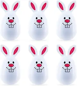 Conjunto de 6 ovos de páscoa de plástico de coelho branco