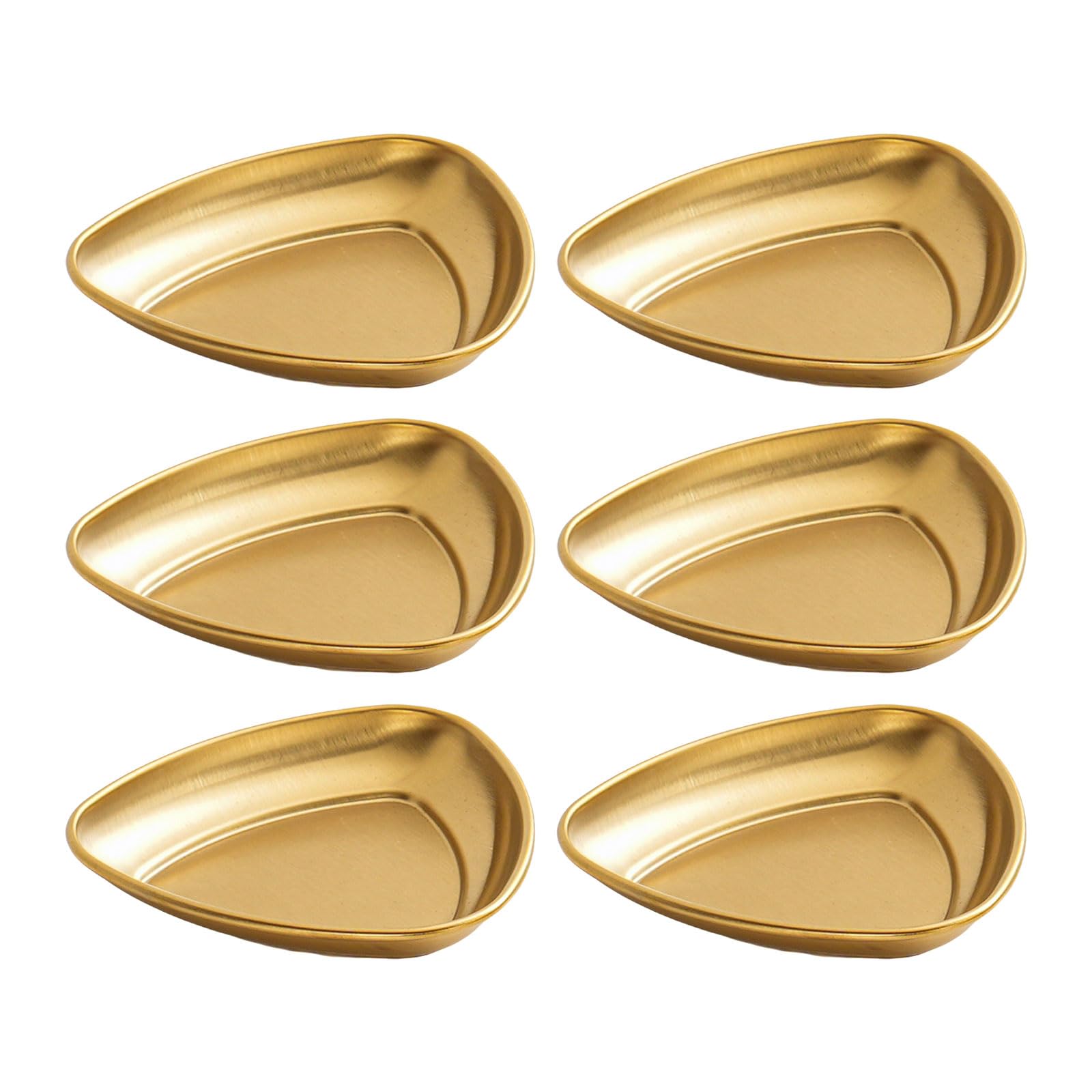 Buxuaaaa 6Pieces Effective Stainless Steel Miniature Bowls Tray Stable Dishes for Sauce and Condiments in Delicate Designs Round Seasoning Bowls