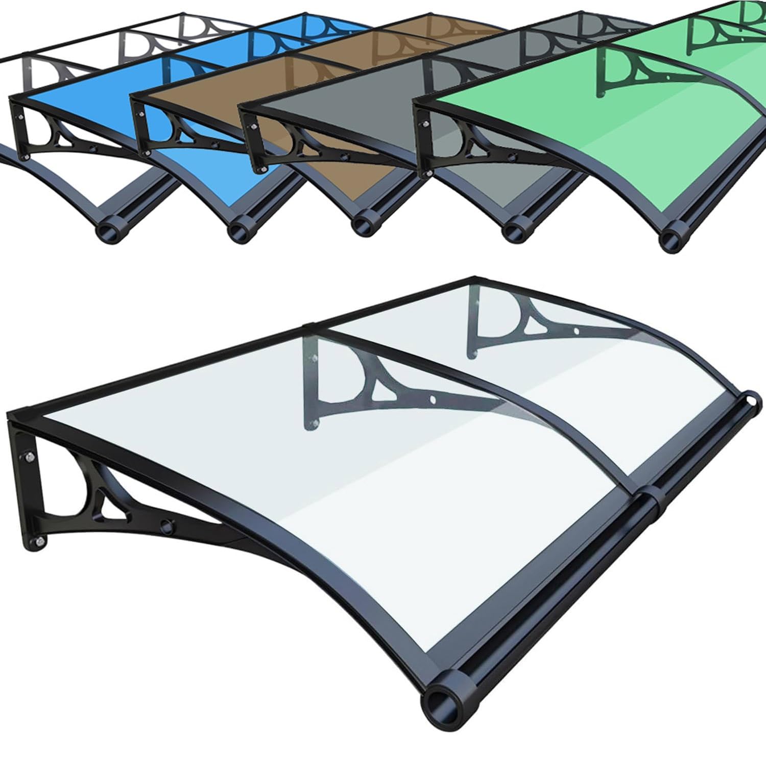 GJMSSMY Outdoor Door Canopy, Entrance Awning 60x100cm 80x250cm 120x120cm, Polycarbonate Roof Cover, Rain Protection for Garden, Transparent Awning 100x160cm