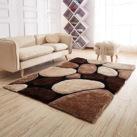 Modern Mocha Black Brown Shaggy Rug Cover