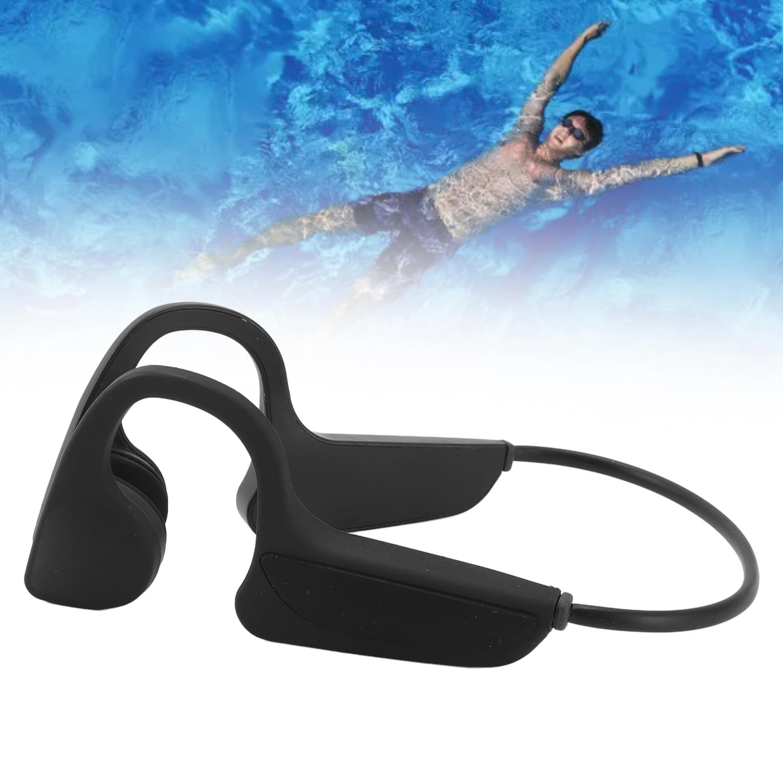 Qcwwy Cuffia per Nuoto a Conduzione Ossea Impermeabile IP68 Auricolare Wireless per Allenamento in Palestra con Design con Fibbia Ideale per Allenamenti di Nuoto (seconda