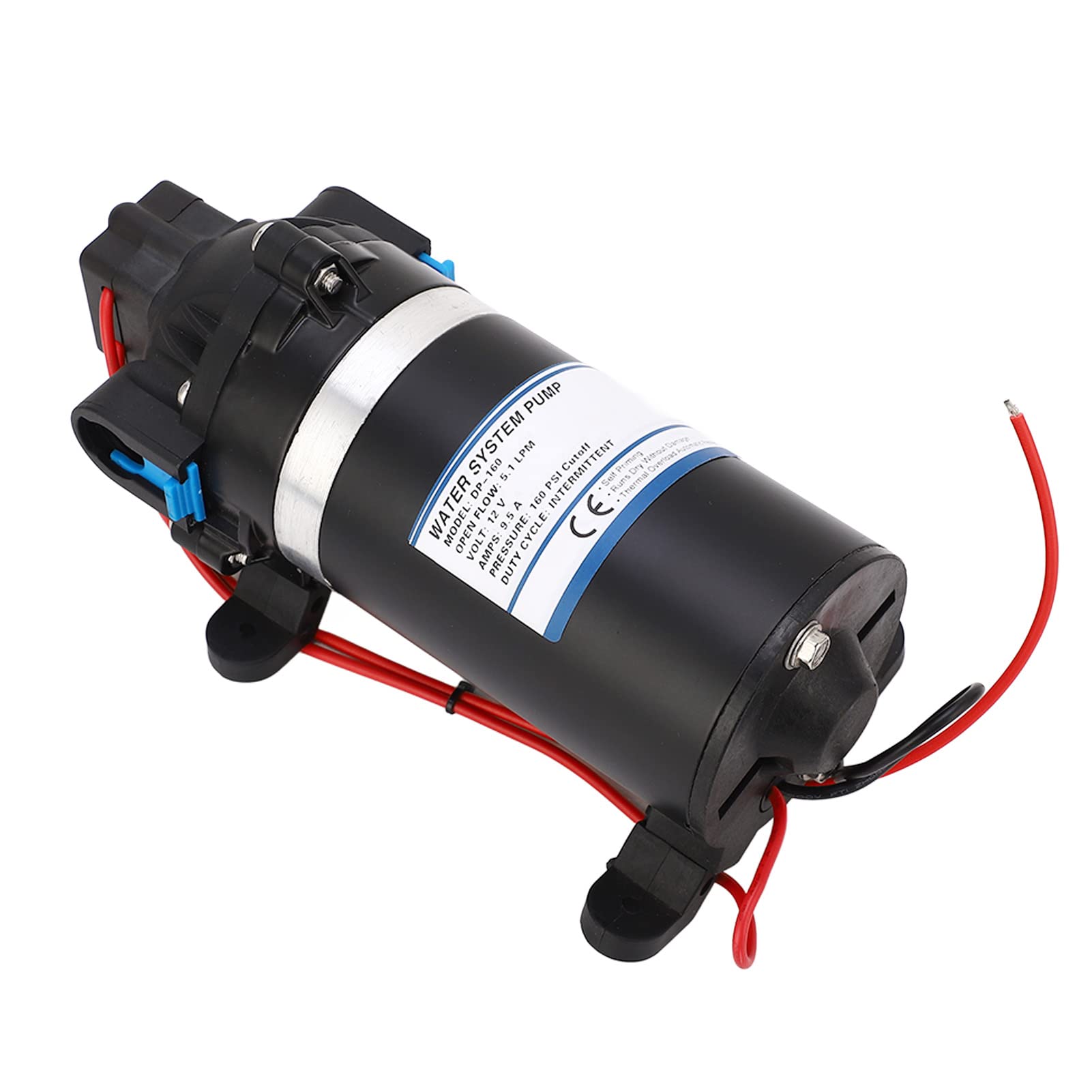Hyuduo Pompa Wodna Pompa Membranowa DC 12 V 160PSI 5,1 L/min Miedź ABS Wspomagająca wodę Winda Wyładowcza Do Samochodu Kempingowego Jacht Morski Ciężarówka Spray Rolniczy Do Użytku Domowego