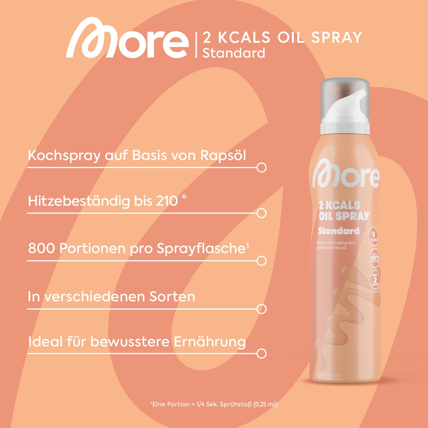 MORE 2 Kalorien Ölspray, 800 Sprühstöße, Pfannenspray zum Braten, Backen & Grillen Lebensmittel & Getränke