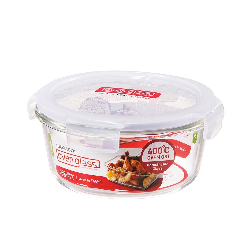 LocknLock Eco Ovenglass Round 650ml Glass Food Storage Container with Lid
