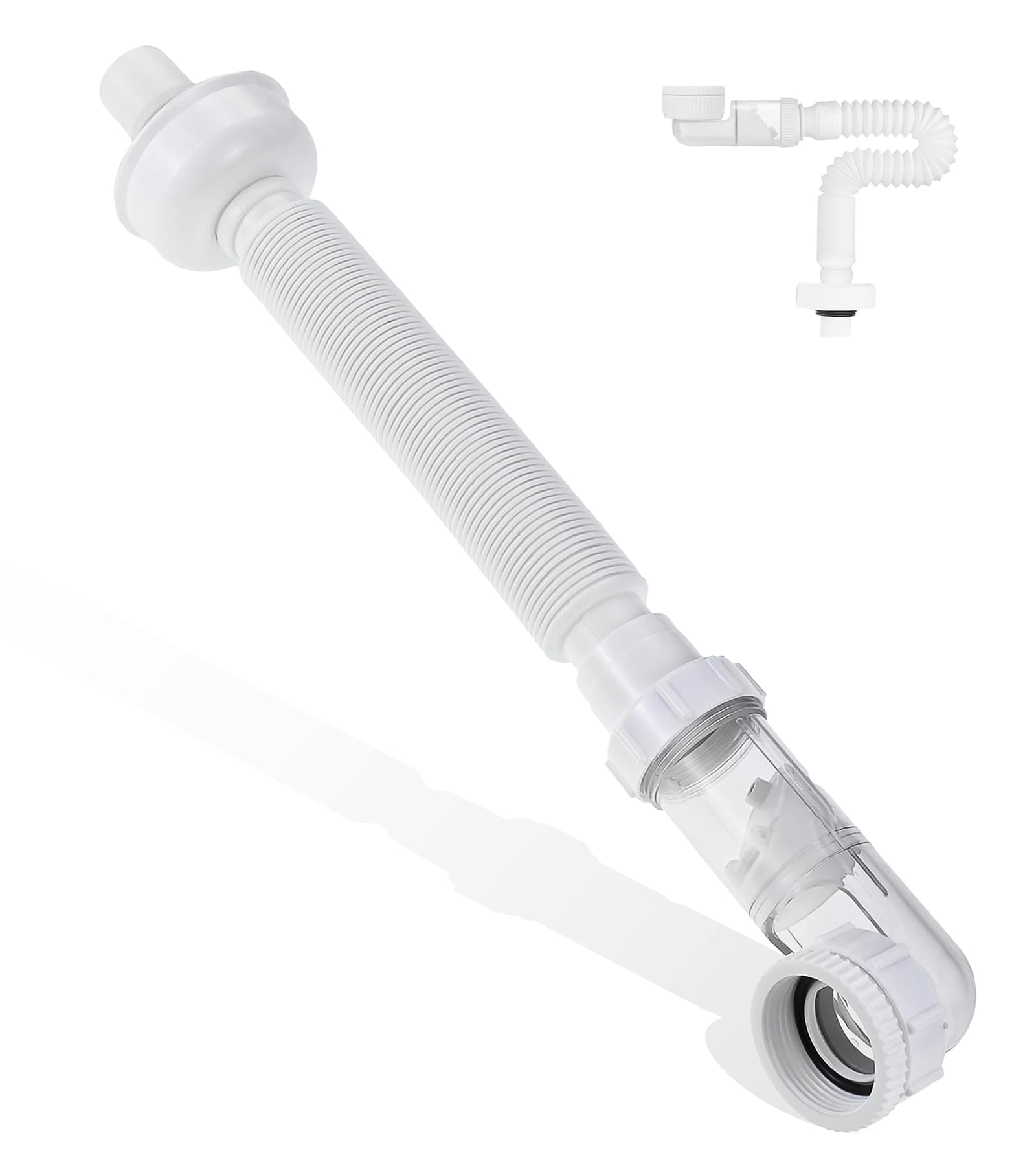 DRELD Sink Pipe, G1 1/4" & G1 1/2" Bathtub Plumbing Pipe, Odour-Proof Drain Waste Trap Replaceable Drain Down Flexible Hose for Kitchen Sinks, Bathroom Basins, Shower Traps, Washing Machines