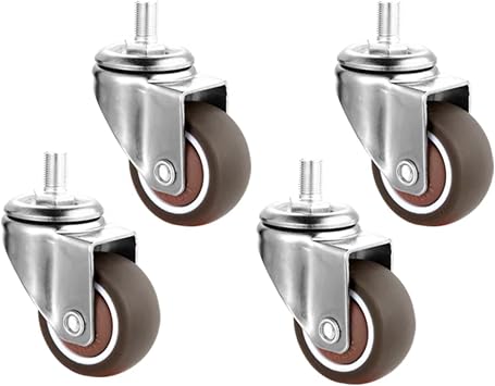 Wheels Swivel Casters Wheels 360 Degree Threaded Stem Castor Wheel M6 x 15mm,Diameter 32mm Rubber Wheels,Moving Casters Wheels for Furniture,Shopping Carts,Trolley,Workbench,4 Pack Brake  Color U