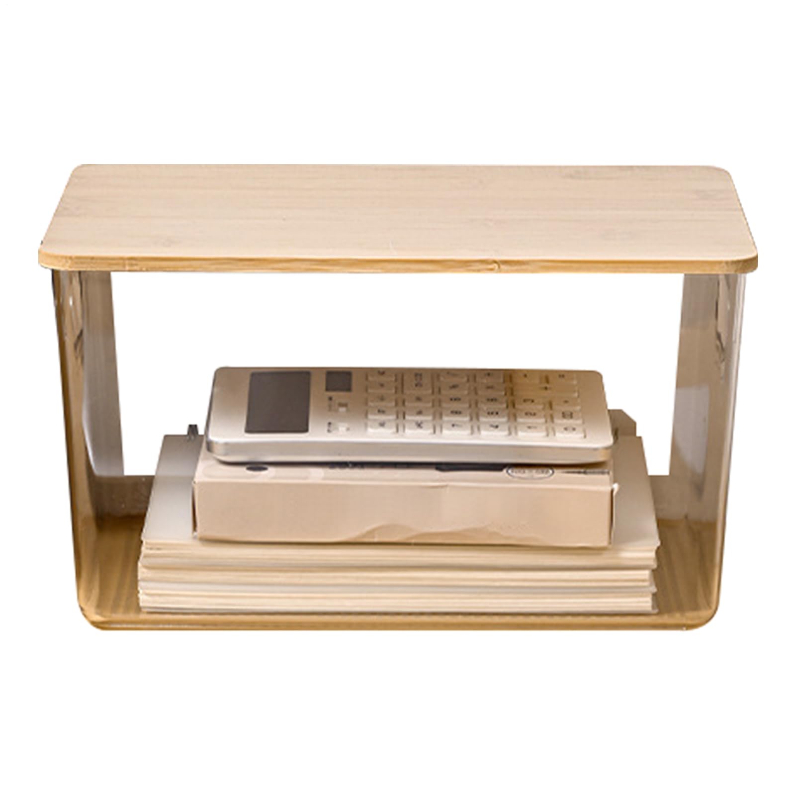 Bins Clear Kitchen Organizer - Scatola portaoggetti impilabile da 11,3x7 | 6x6,3 pollici, contenitore con coperchio in legno, organizer per nevi trasparenti | Fornitura di scatole multifunzione