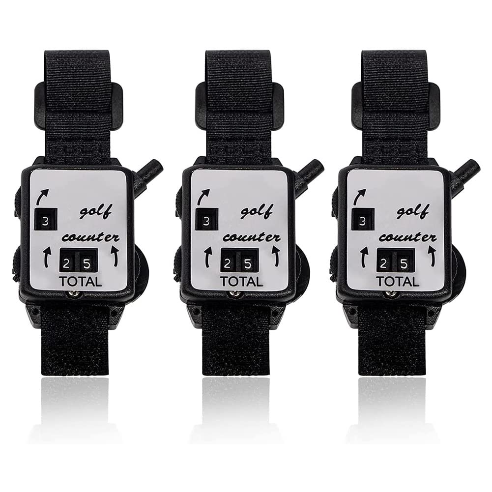 HUTSRAI 3 Pcs Golf Score Counter, Mini Golf Stroke Counter Watch with One Touch Reset Golf Count Scorer Scoring Keeper