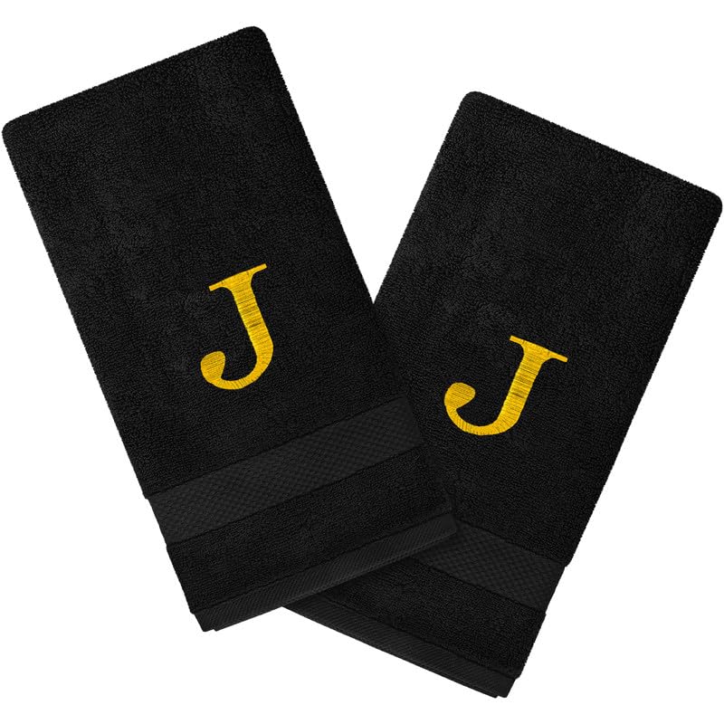Personalized Passion 2-Pack Hand Towels Set with Monogram - 16"x27" Highly Absorbent & Soft Turkish Cotton - Monogrammed Hand Towels for Bathroom, Spa