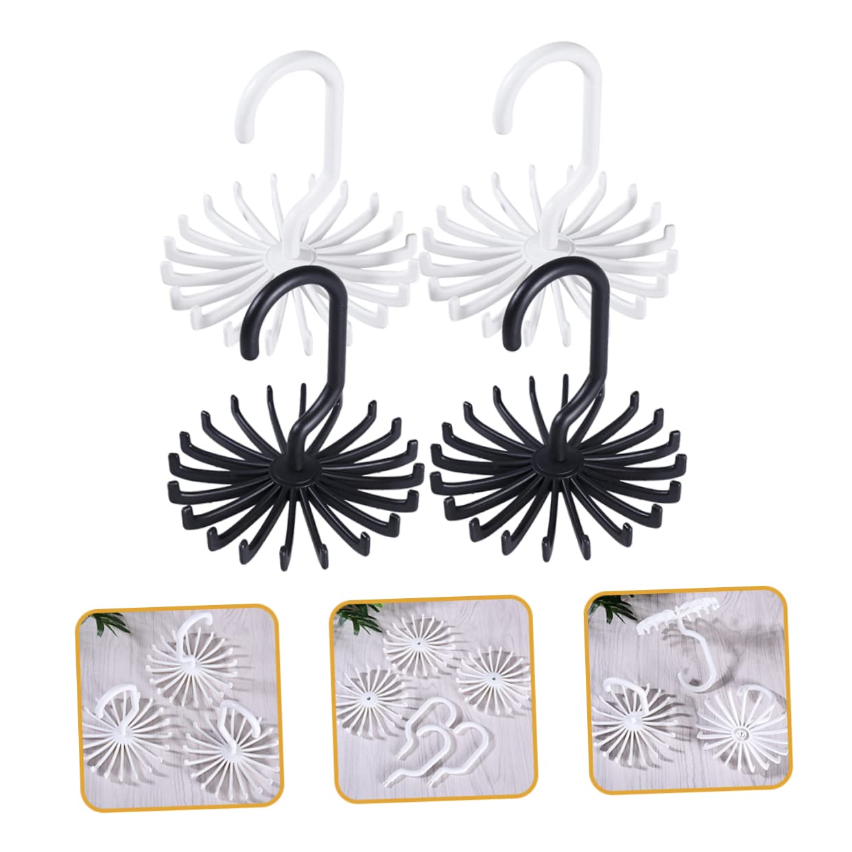 MUCKLILY 2Pcs Rotating Tie Hanger for Closet Claw Necktie Organizer Space Saving Belt Rack Rotatable Accessory Holder for Neat Home Storage