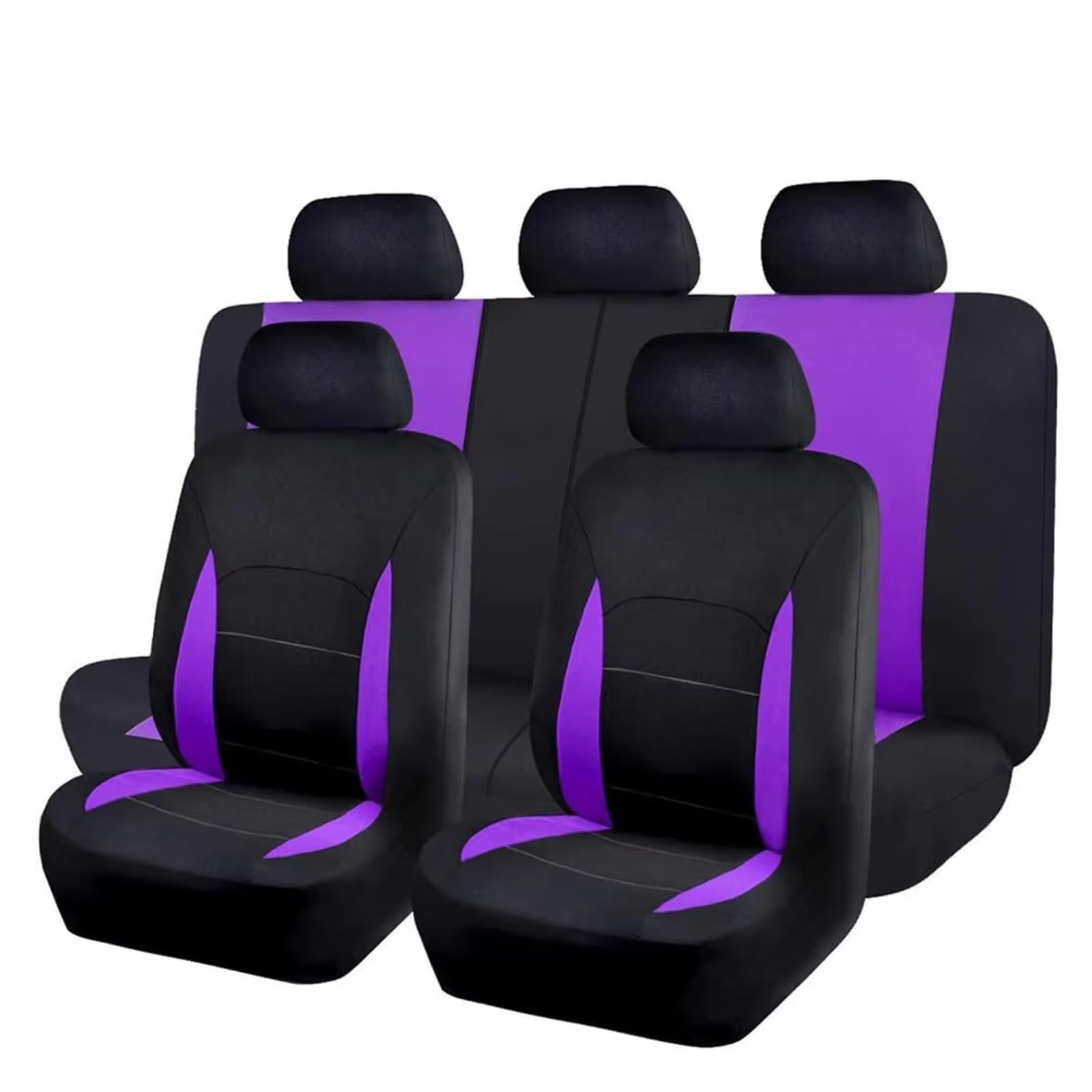 Funda Universal para Asiento Coche Poliéster para 5 Asientos para Cuatro Estaciones Fundas Protectoras Asientos Coche(SN-2060-9PCS-Purple)