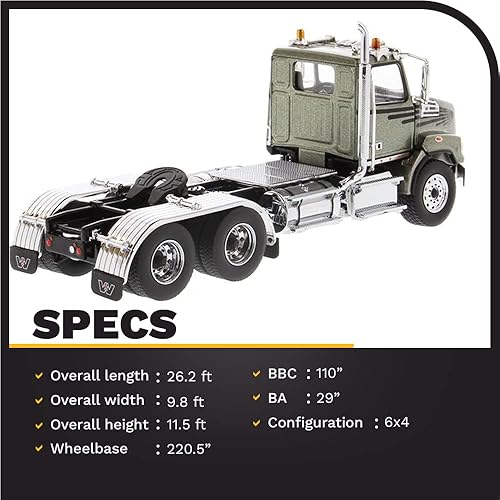 Miniatura 2 de Diecast Masters 1:50 Escala Western Star 4700 SBFA Tandem Day Cab | Serie Transporte | Verde Oliva Metálico Modelo 71038