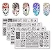 BEAUTYBIGBANG 4Pcs Nail Stamping Plate Christmas Theme - Santa Reindeer Snowflake Tree Bell Winter Image Plate Nail Art Design Stamp Kit Manicure Template Set