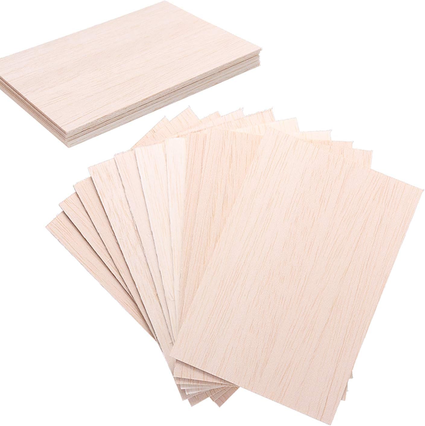 BPA® Unfinished Wood, 15 Pack Balsa Wood Sheets, Basswood Thin Craft Wood Board for House Aircraft Ship Boat Arts and Crafts, School Projects, Wooden DIY Ornaments (150x100x2 mm)