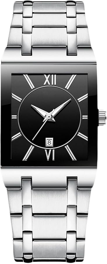 RORIOS Orologio Da Uomo Analogico Al Quarzo, Cinturino In Acciaio Inossidabile, Quadrante Con Diamanti, Luminescente, Calendario, Impermeabile 30 M, Con Rimuovi Maglie E Confezione Regalo - 2