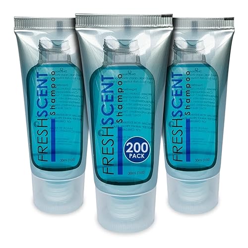 Freshscent Champú 1oz (caja de 200 tubos) Tamaño de viaje del hotel, Amenidades a granel y artículos de tocador para la hospitalidad