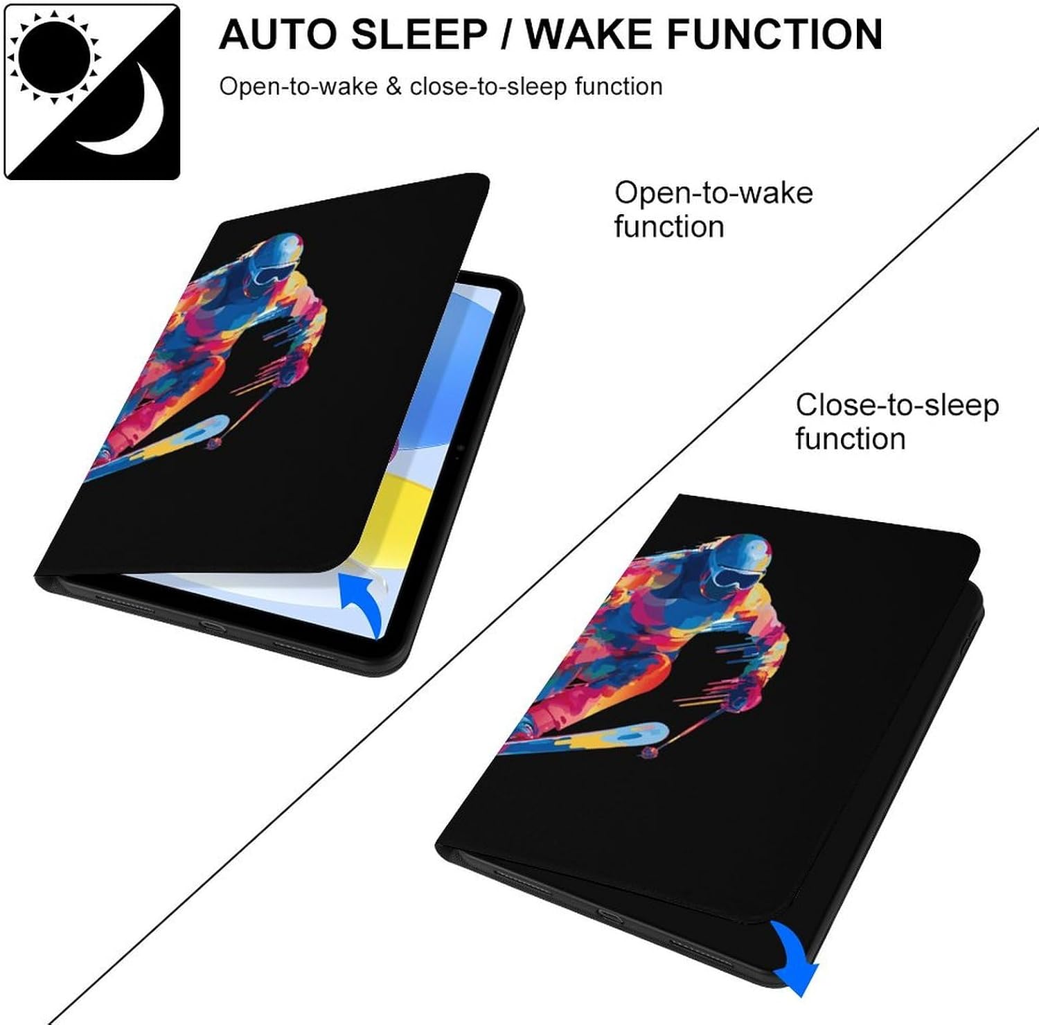 Ski Racer Fashion Case Protective Cover Adjustable Stand 10代 (10.9in) | Compatible with iPad 2016 2017 2018 2019 2020 2021 2022 Pro Air 1 2 3 4 5 6