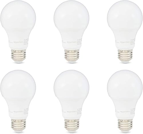 Miniatura 8 de Tienda Basics Bombilla LED A19, equivalente a 60 vatios, eficiencia energética, base estándar E26, blanco suave 2700 K, regulable, vida útil de