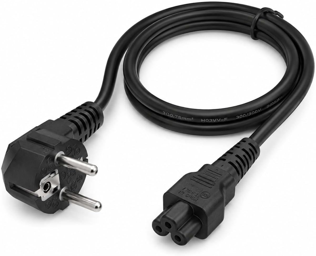 PrimeX PX-YNC15 1.5 Metre Yonca Power Kablosu, 3x0.75mm Full Bakır Notebook Adaptör Güç Kablosu, IEC C5 Yonca Tip Laptop Adaptör Power Kablo, Siyah Yedek Güç Bağlantı Kablosu
