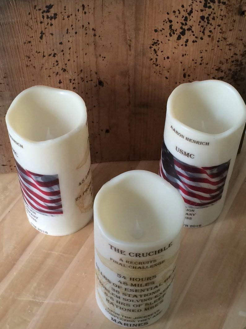 Crucible Candle-EGA- United States Marine Moving Flame Personalized
