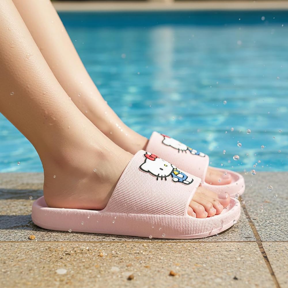 Eva Hello Kitty japonki dla chłopców i dziewcząt - antypoślizgowe sandały plażowe Hello Kitty dla dzieci, wygodne i lekkie klapki na basen, lato i do codziennego użytku