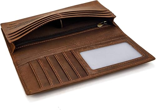 Miniatura 9 de LUUFAN Billetera larga de cuero genuino para hombre, cartera plegable grabada