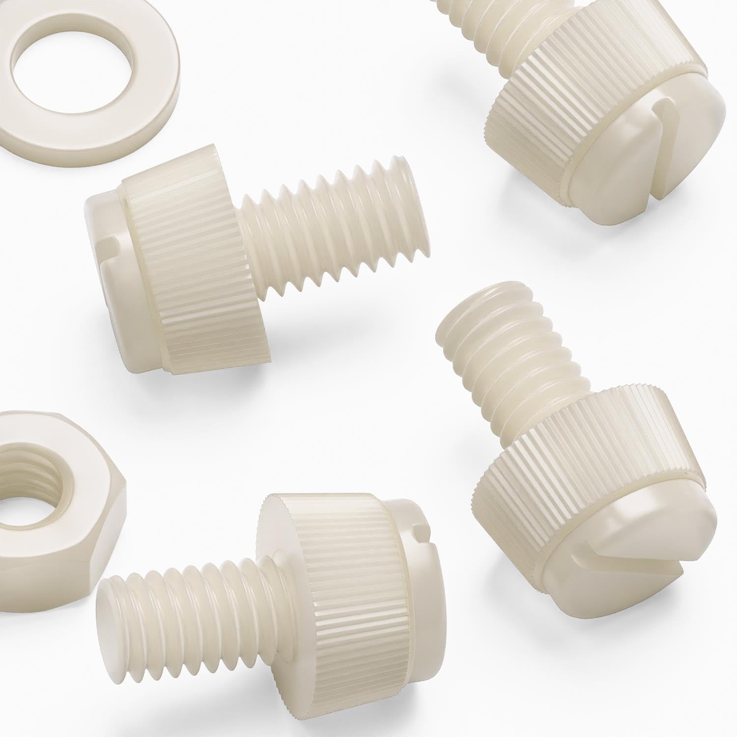 Vis moletées fendues en nylon naturel M6 de haute précision pour modélisme