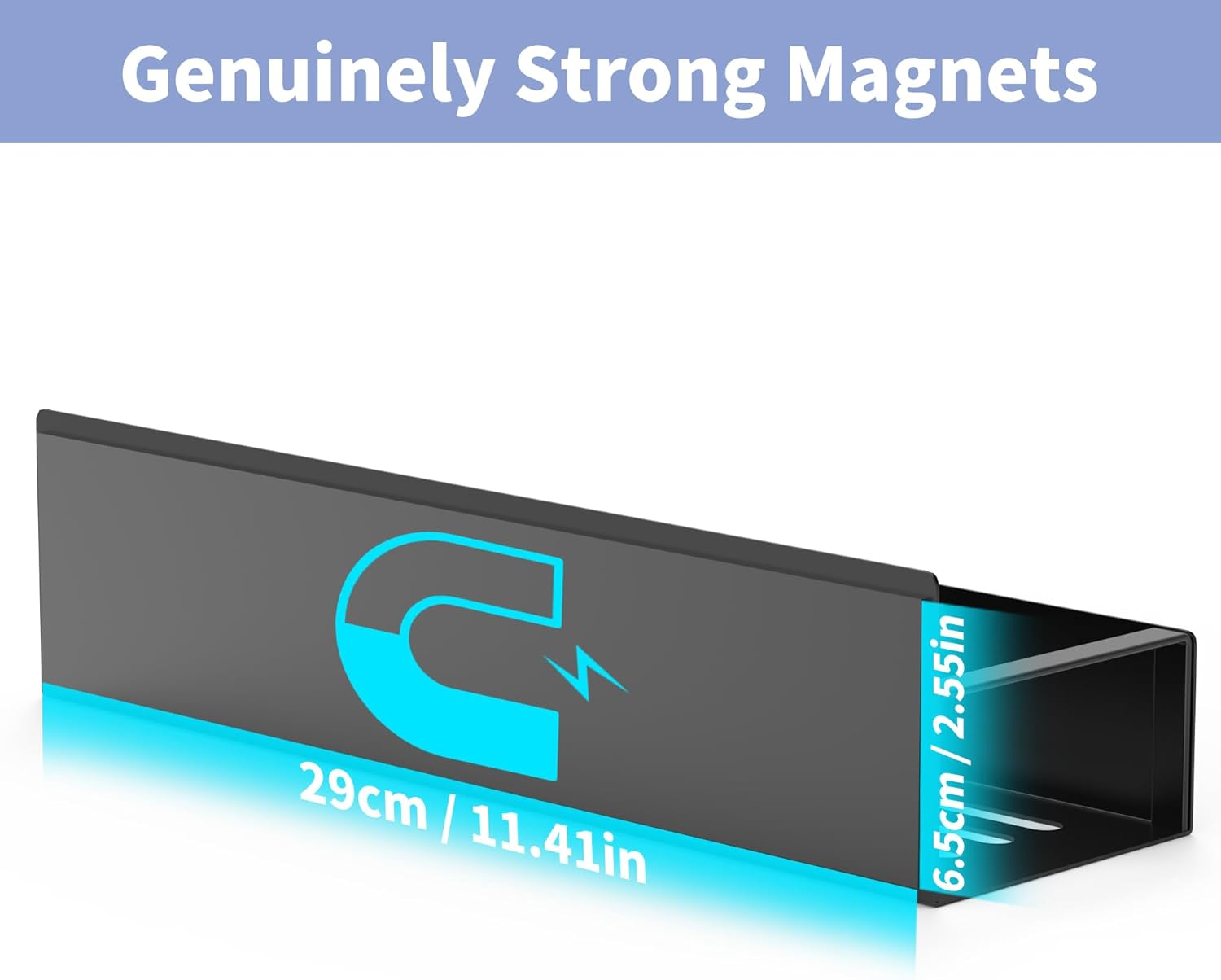 Magnetic Spice Rack for Refrigerator with Hooks, Magnetic Fridge Storage Organizer for Water Bottle, Magnetic Stanley Cup Holder for Kitchen, Black, 2 Pack - Image 3