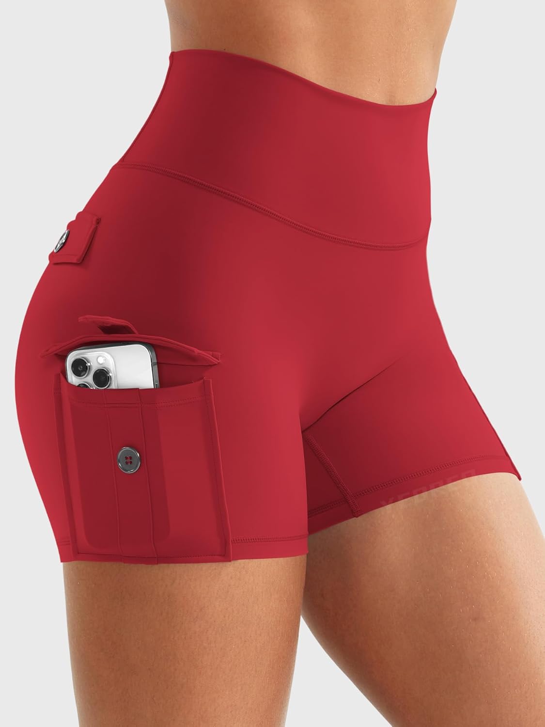 YEOREO CoreFlex Women Workout Gym Shorts with Cargo Pockets Hidden Scrunch 3.6" 4.5" Inseam No Front Seam Biker Shorts