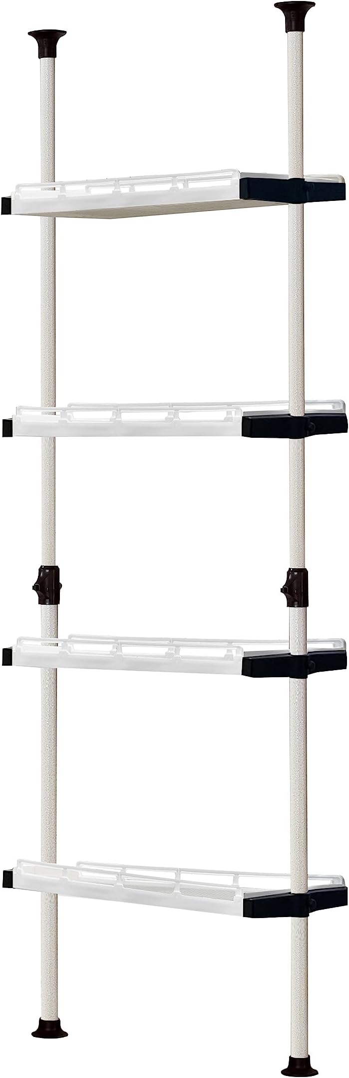 PRINCE HANGER, Multipurpose, Holds 20kg per Shelf, Heavy Duty 32mm Vertical Pole, Clothes Organizer, Breathable Resin Shelf, Ivory, Tension Rod for Closet, Walk in Closet, PHUS-0041