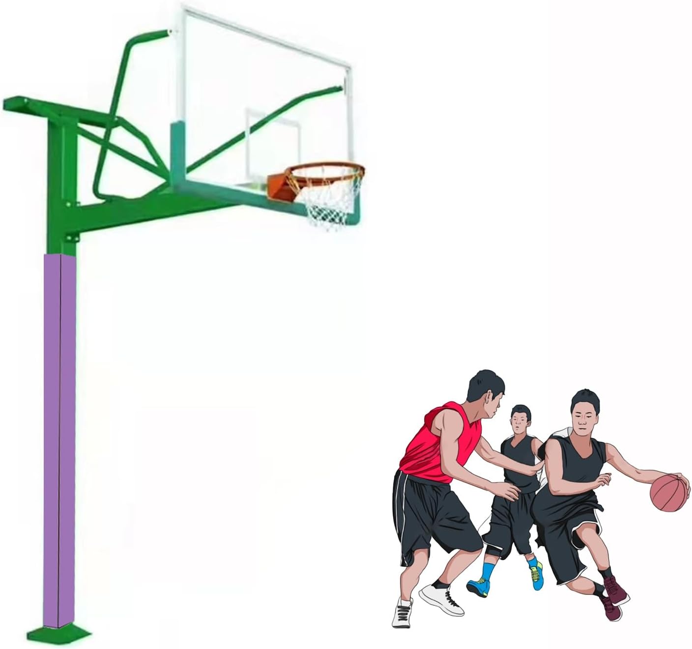 Self-Adhesive Pole Padding for Basketball, Soccer & Volleyball - 4" to 8" Post Protector, Durable Wrap Around Pole Pads (Gray B, 4x4in/10x10cm)