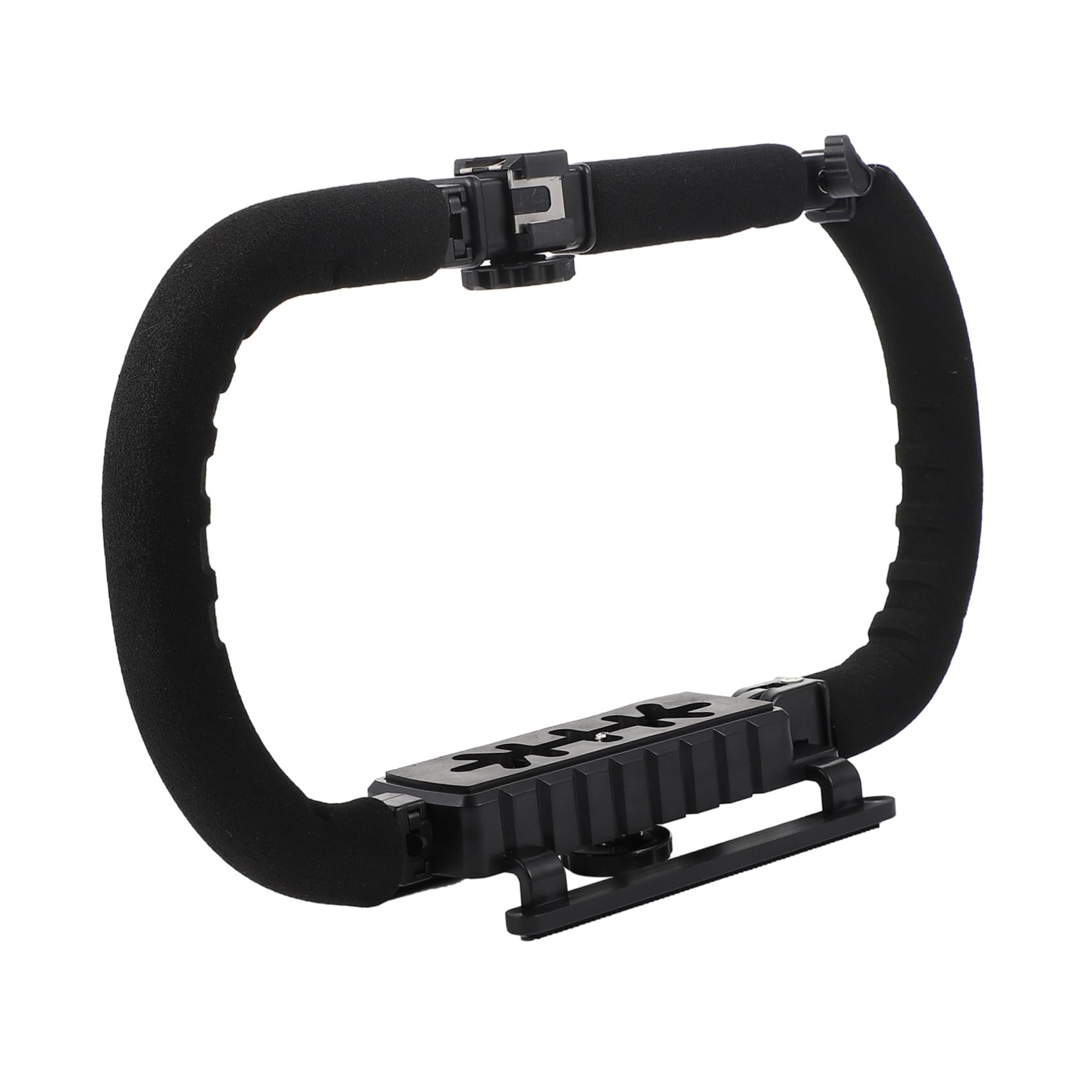 Operitacx Stabilizzatore Video per Fotocamera DSLR Impugnatura in Spugna Antiaffaticamento e Blocco Angolo, Struttura in Metallo e Plastica 3 Porte Hot Shoe per Riprese Stabili