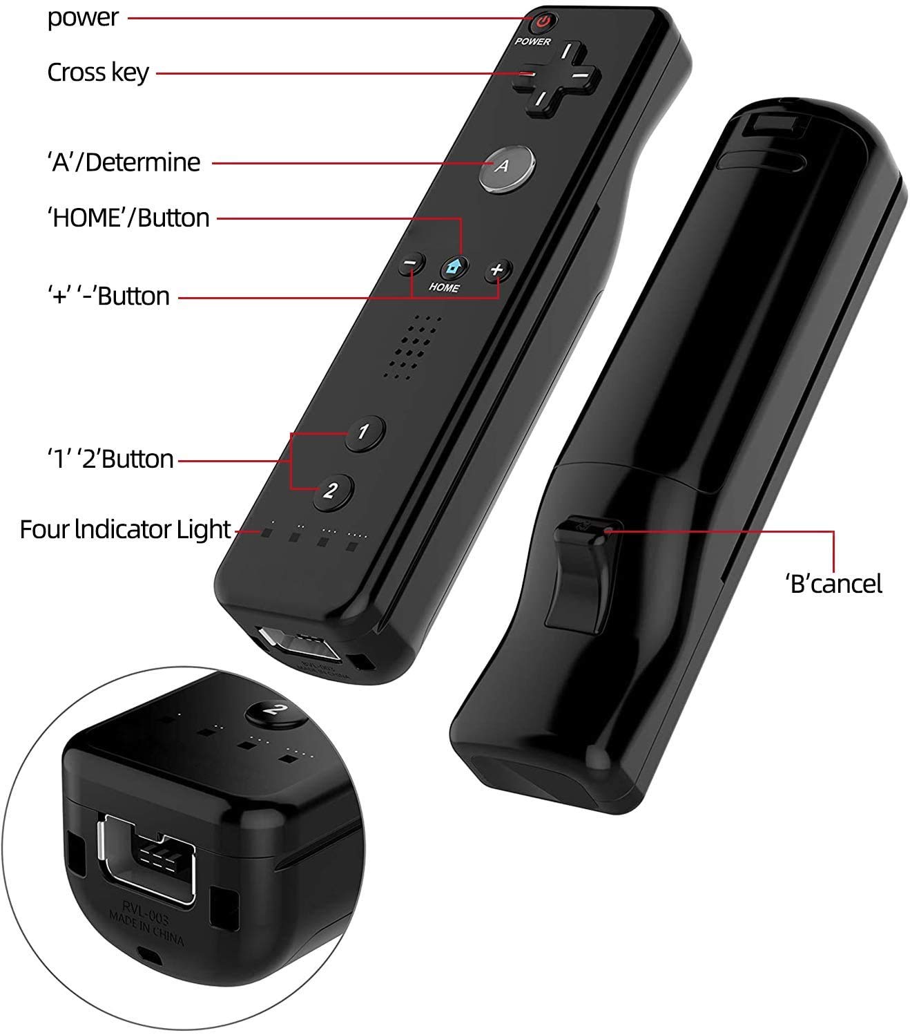 Wii Wireless Remote Motion Controller, Built-in Motion Plus Controller Remoto e Nunchuck con Custodia in Silicone per Wii (Black) : Video Games
