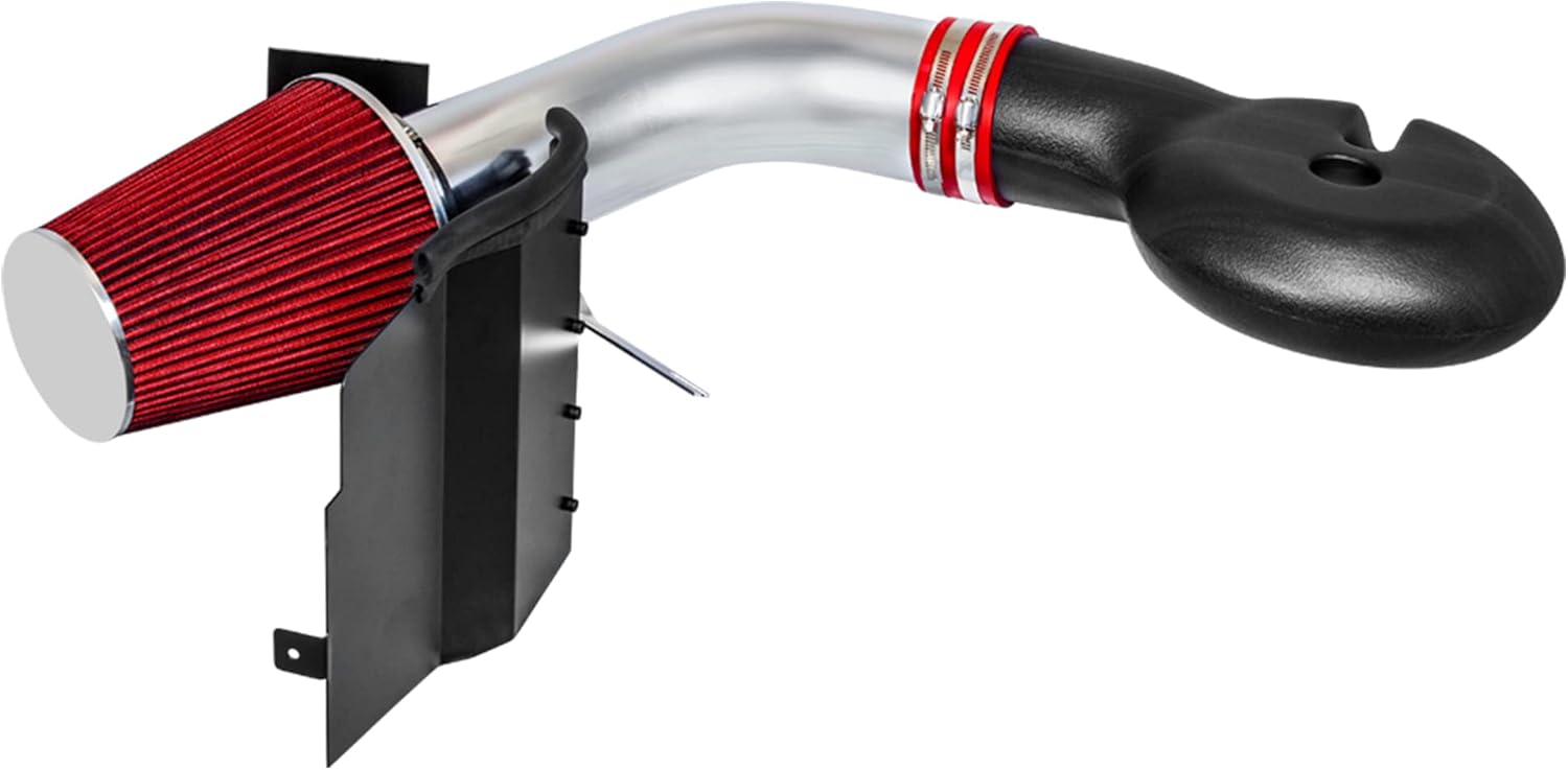 Cold Air Intake System with Heat Shield Kit + Filter Combo RED Compatible For 97-98 Dodge Dakota V8 5.2L/5.9L / 98-03 Dodge Durango V8 5.2L/5.9L