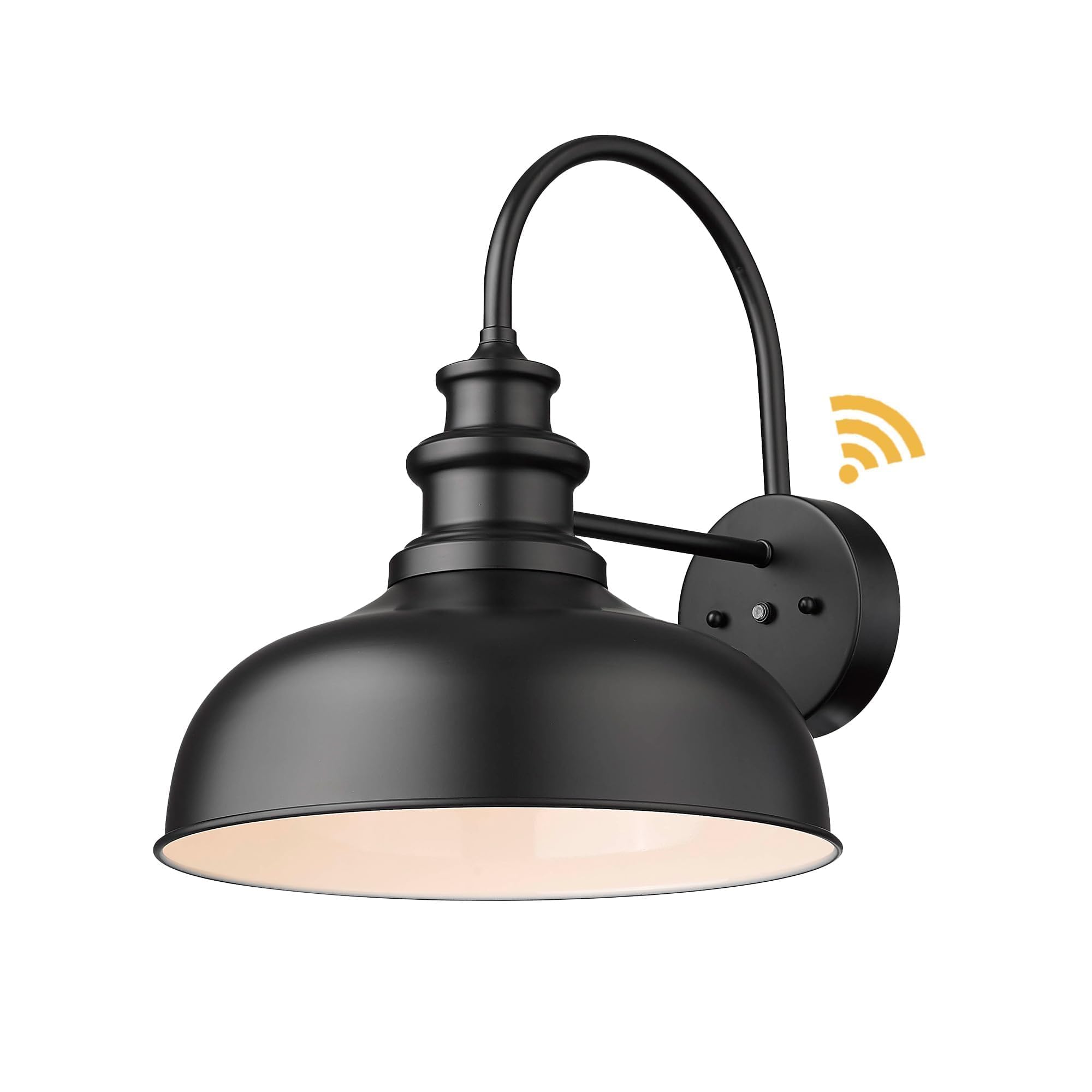 Bestshared 14 Inch Dome Dusk to Dawn Farmhouse Barn Lights Farmhouse Outdoor Wall Sconce Outside Wall Lantern Lamp, Garage Lighting Fixture for Porch, Patio, Garage (1Pack, Black+White)