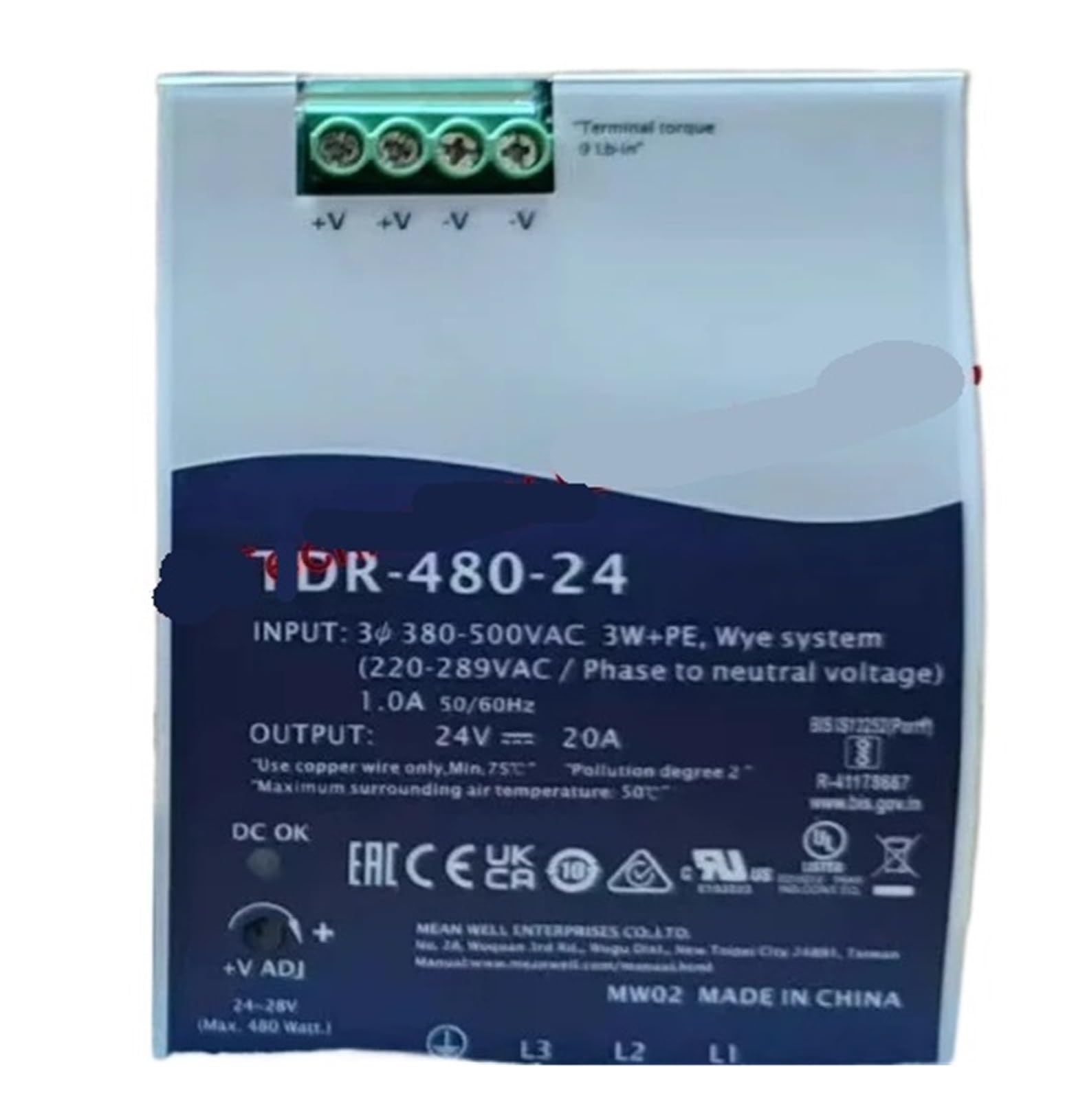 Alimentation à découpage TDR480 24V 48V convertisseur triphasé rail DIN