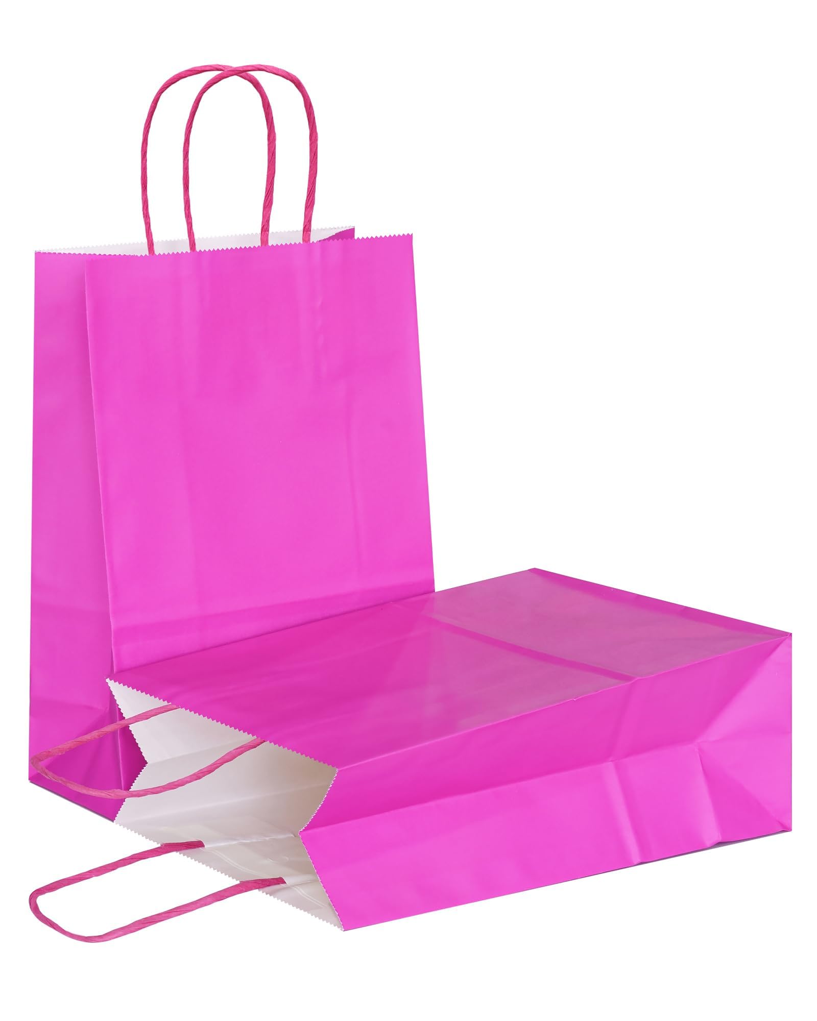 AZOWA Hot Pink Gift Bags with Handles Paper Small Hot Pink Kraft Paper Bags for Party Favors (22 x 16 x 8 cm, 25 Pcs) โ image 1