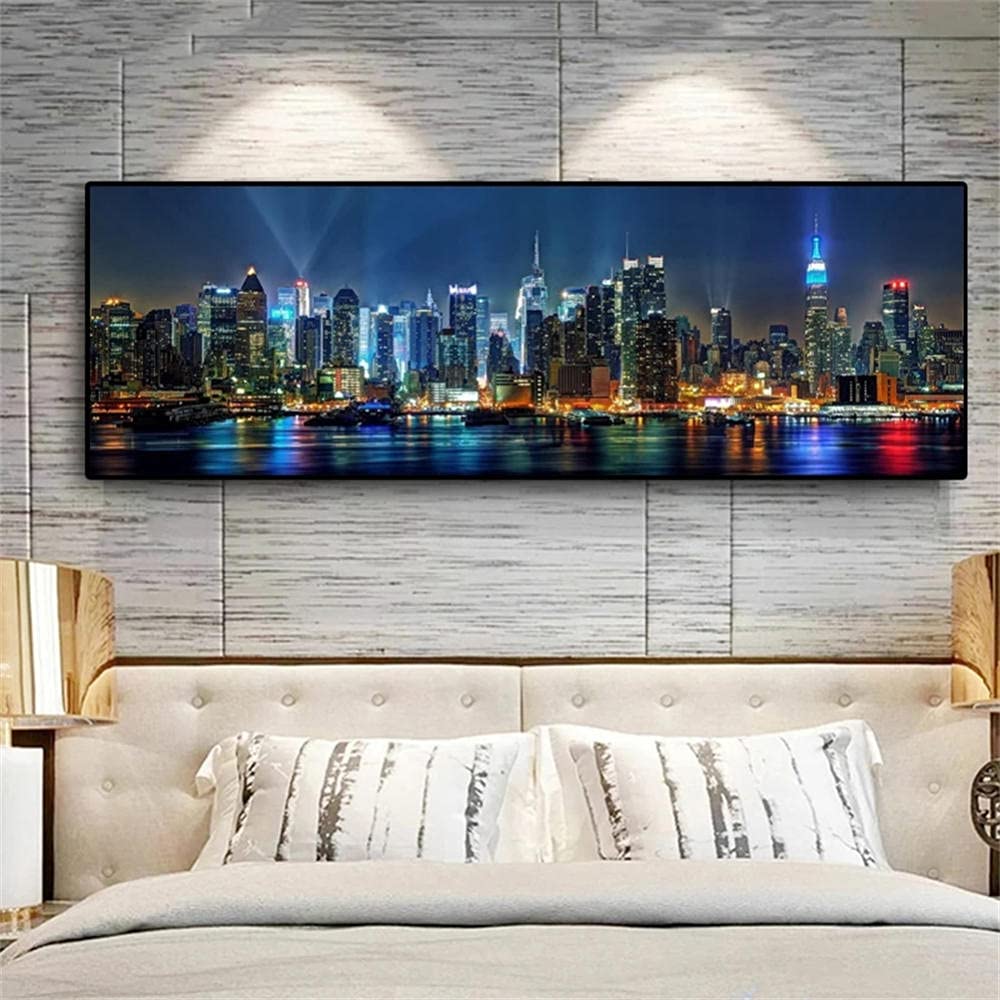 Diamant-Malerei Set „New York Night“ – 5D, Vollbohrer, 40x120 Cm, Mit Quadrat-Bohrern