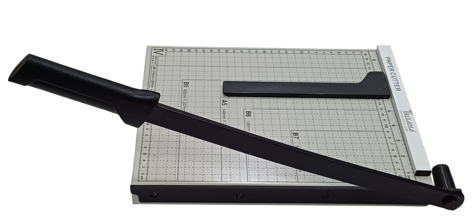 TRISAMA TRISAMA Paper Cutter ome and Craft (A4, B5, A5, B6, B7) (12.5 x 9.8 x 1.2 inch-Blue) Plastic Grip Guillotine Paper Cutter (Set of 1, White) 2