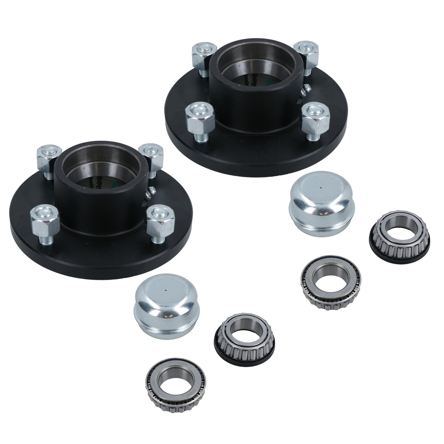 AB Tools Paire de moyeu de Roue en Fonte remorque 4" 1" PCD Roulement Conique 4 Stud avec Les écrous et Les