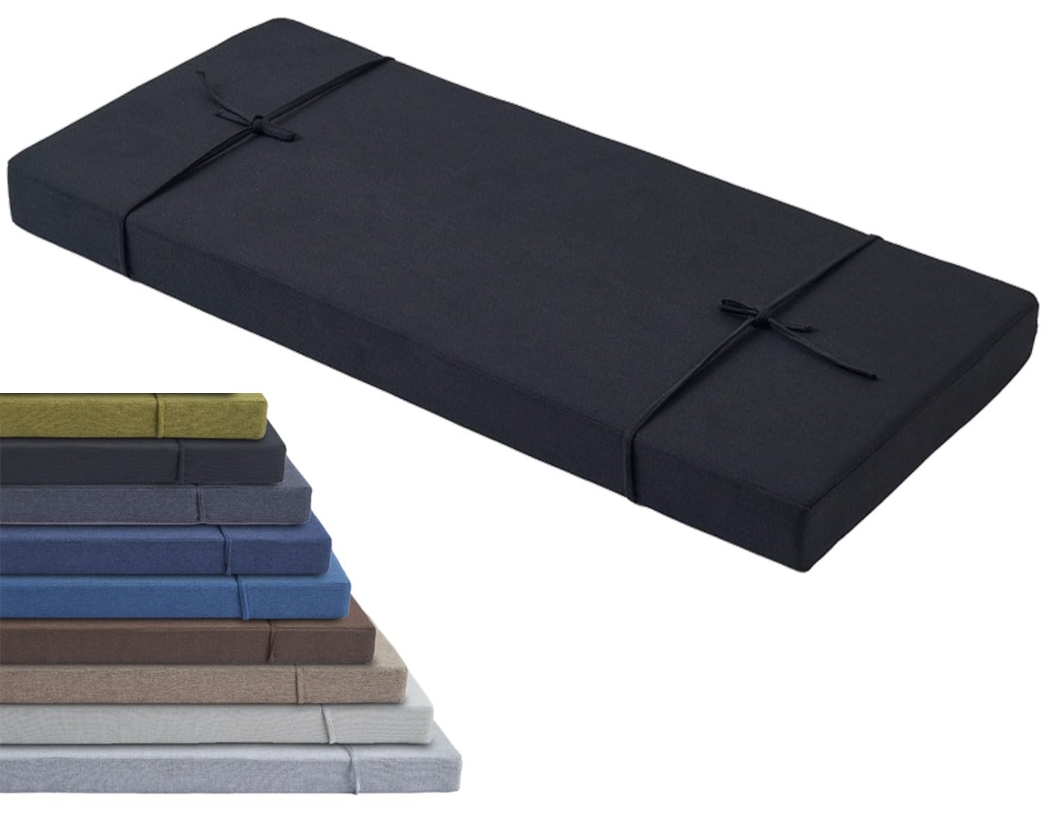 uyeoco Outdoor/Indoor Bench Cushion with Zipper - 120cm/150cm/100cm/90cm x 40cm/35cm/30cm - Non-Slip Seat Pad for Bay Windows, Garden Patio, Long Chairs, Swings & Porch Furniture(Black,50x200x5CM)