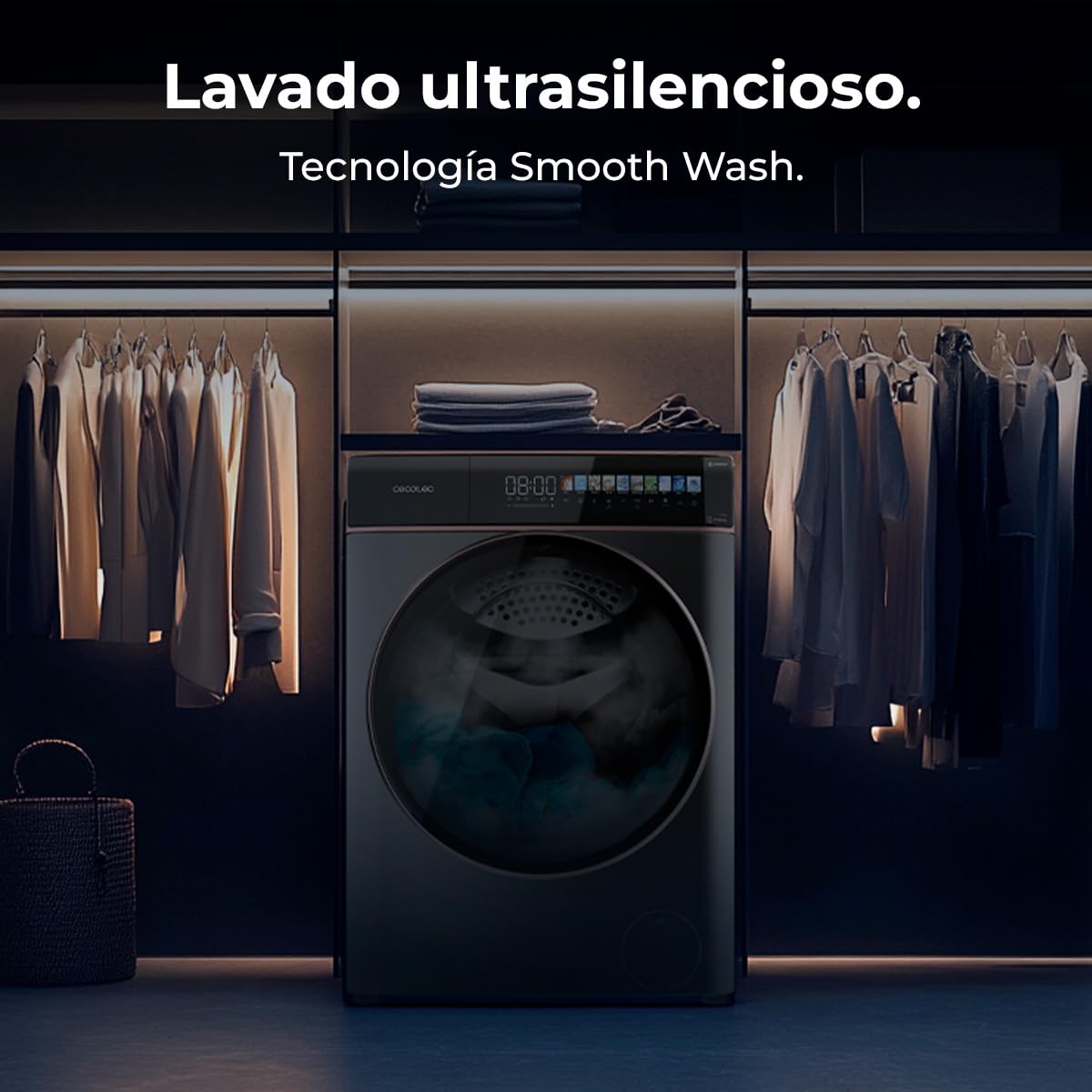 Cecotec Bolero DressCode 10900 Autodose Inverter FullColor Steel A | Waschmaschine 10 kg, Energieklasse A-30%, Inverter Plus, 1400 rpm, 11 Programme, 10-Zoll-FullColor-Display, SteamMax, XXL-Tür