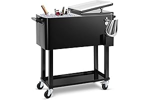 EDOSTORY 80 Quart Rolling Ice Chest Cooler Cart